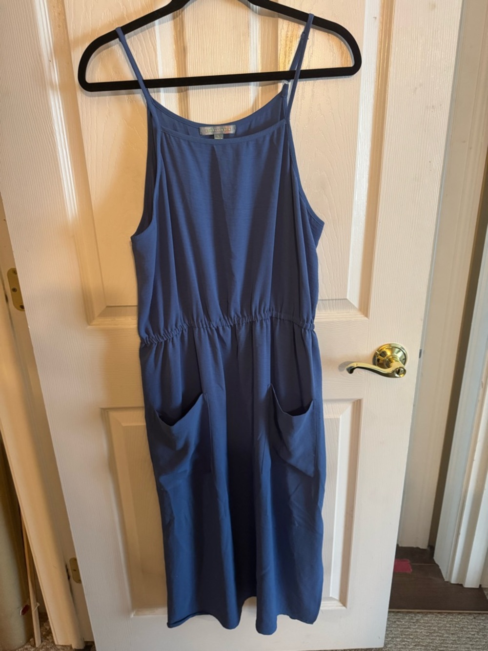 Good Luck Gem Sleeveless Blue Midi Dress with Pockets